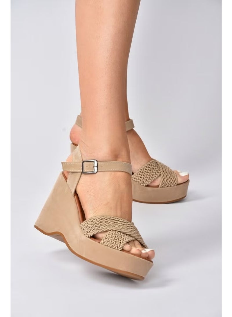Fox Shoes أحذية كعب ويدج نسائية من جلد السويد عشرة K250909002 - Image 2